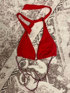 Mossimo Navy and Red Triangle Bikini Top